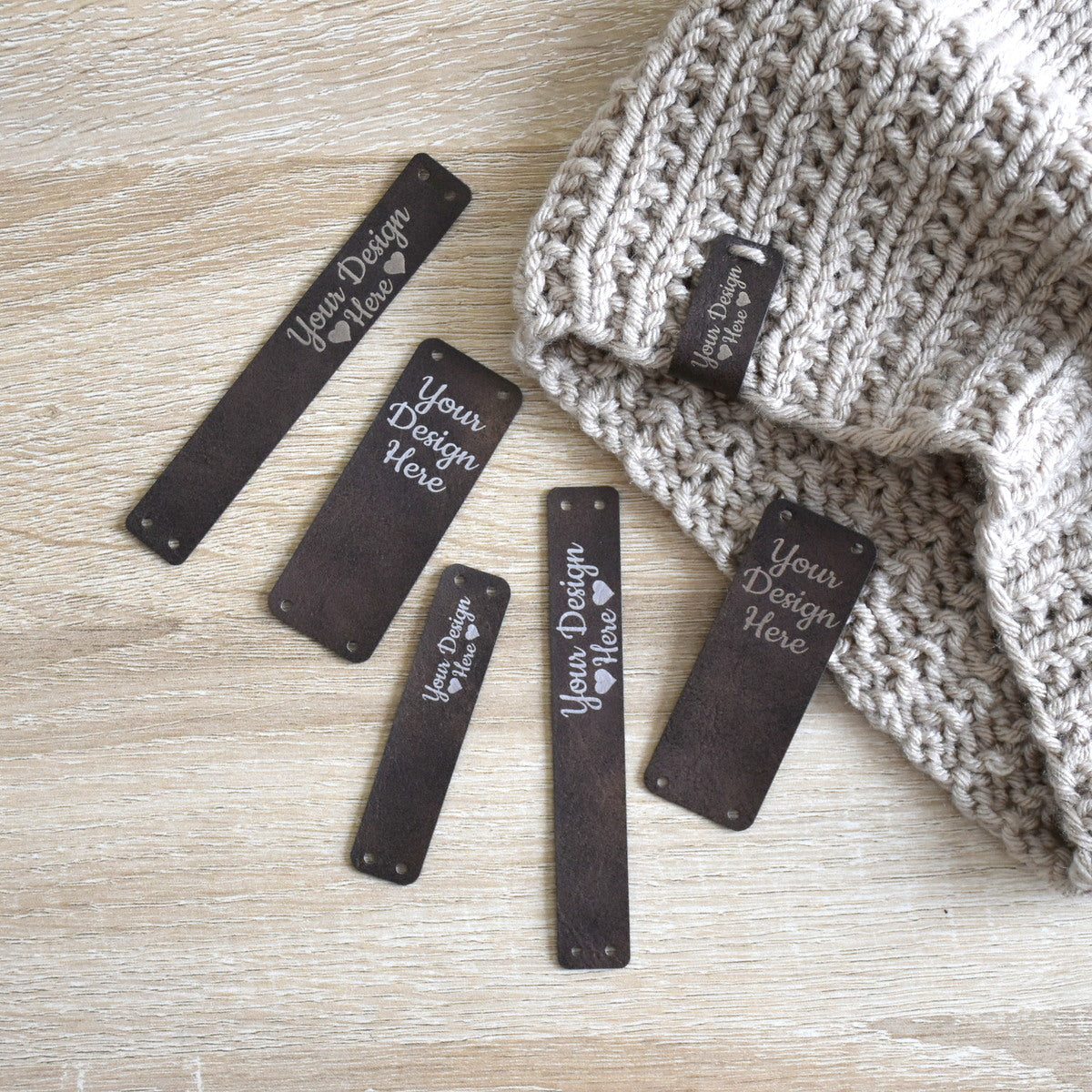 Custom Metallic Inlay Sew-On Tags - Brown