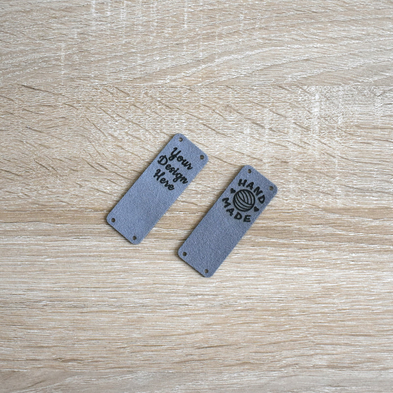 Custom Ultrasuede Sew-On Tags - Pewter