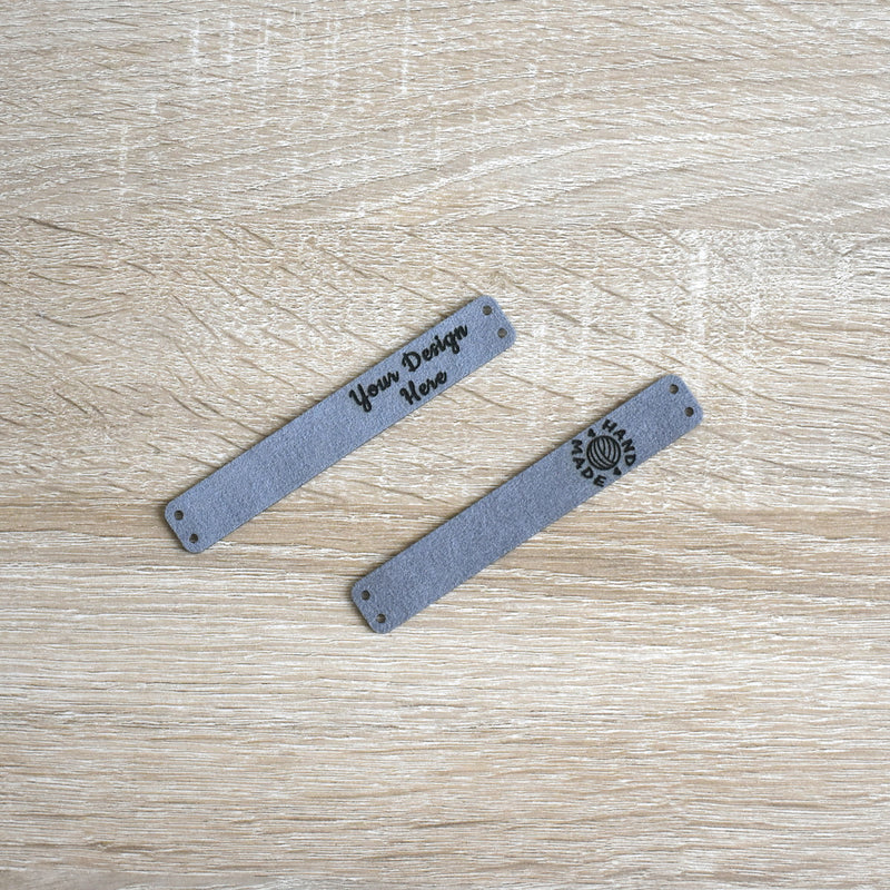 Wholesale Ultrasuede Sew-On Tags - Pewter