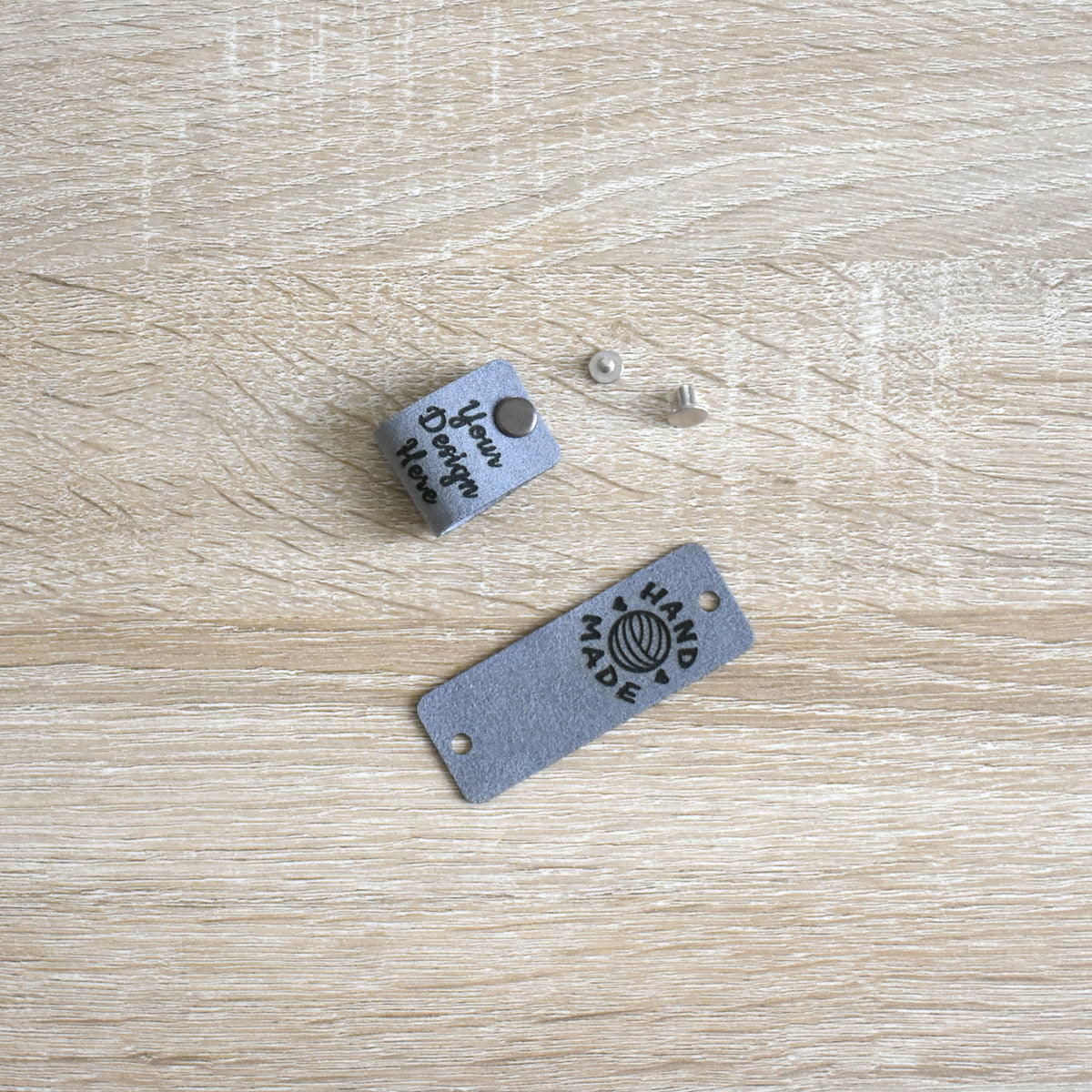 RE - ORDER - Ultrasuede Rivet Tags - Pewter