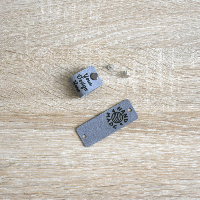 Wholesale Ultrasuede Rivet Tags - Pewter