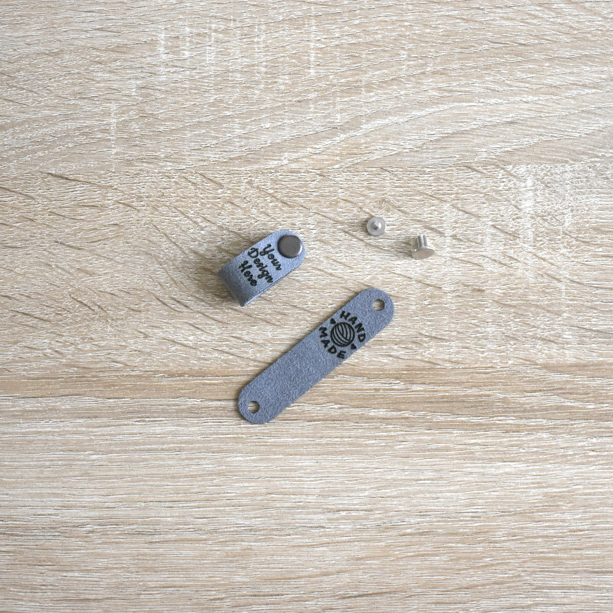 RE - ORDER - Ultrasuede Rivet Tags - Pewter